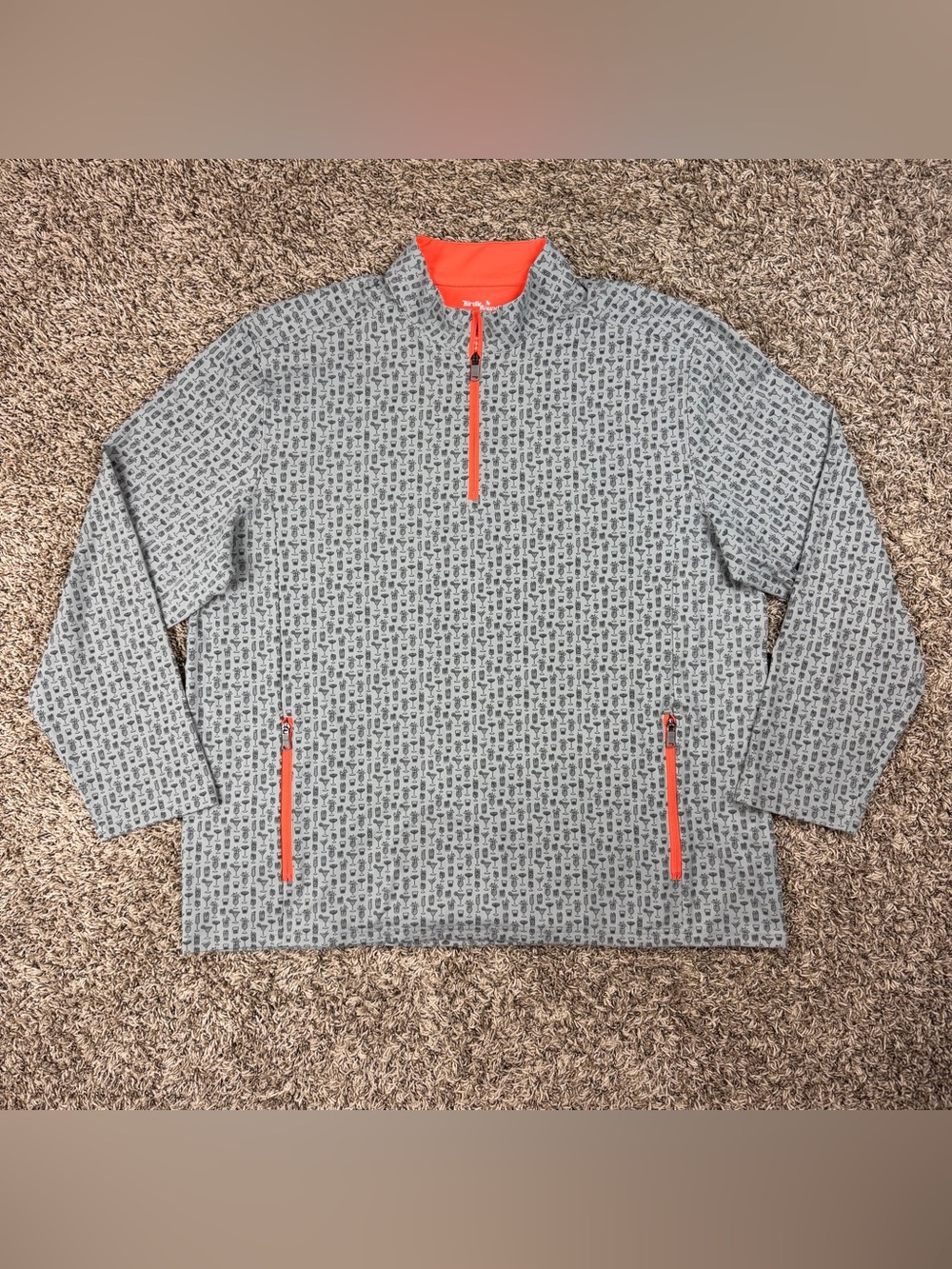 Birdie Bound Mens Quarter Zip 2XL Gray Cocktail Design Golf Performance Pullover